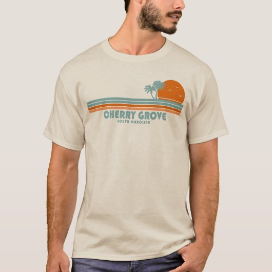 Cherry Grove Beach South Carolina Sun Palm Trees T-Shirt (Vorderseite)