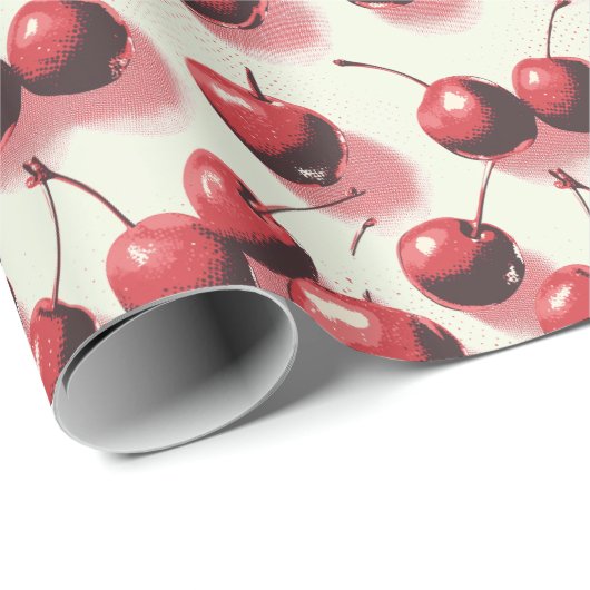 Cherry Halftone Geschenkpapier (Rolleneckpunkt)
