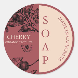 Cherry Handmade Soap Modern Label Runder Aufkleber