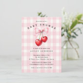 Cherry Heart Baby Shower Einladung (Stehend Vorderseite)