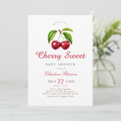Cherry Heart Baby Shower Einladung (Stehend Vorderseite)