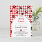 Cherry Heart Baby Shower Einladung (Stehend Vorderseite)