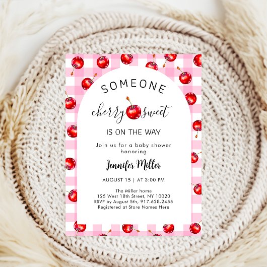 Cherry Heart Baby Shower Einladung