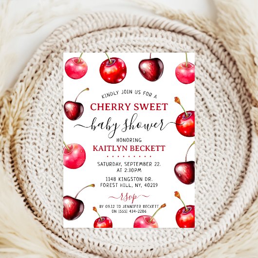 Cherry Heart Baby Shower Einladung