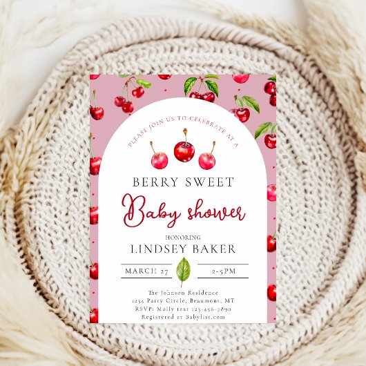 Cherry Heart Baby Shower Einladung