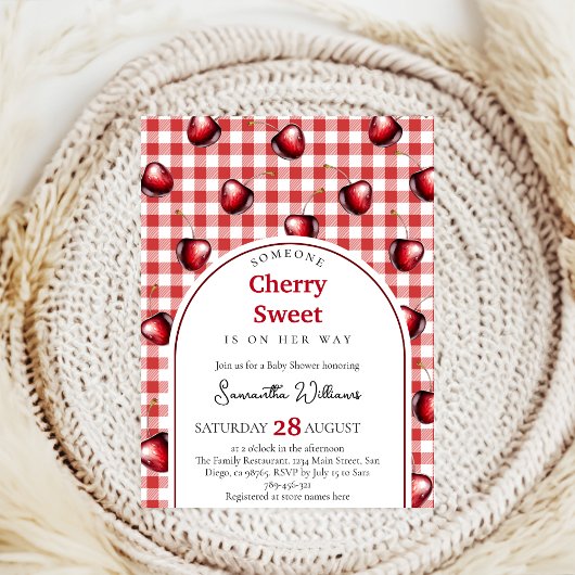 Cherry Heart Baby Shower Einladung