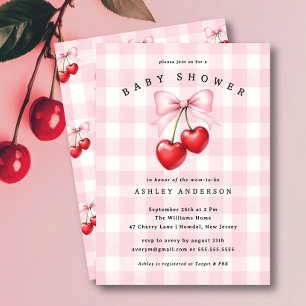 Cherry Heart Baby Shower Einladung