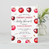 Cherry Heart Baby Shower Einladung (Stehend Vorderseite)