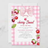 Cherry Heart Baby Shower Einladung (Vorderseite)