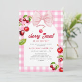 Cherry Heart Baby Shower Einladung (Stehend Vorderseite)