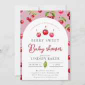 Cherry Heart Baby Shower Einladung (Vorderseite)