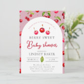 Cherry Heart Baby Shower Einladung (Stehend Vorderseite)
