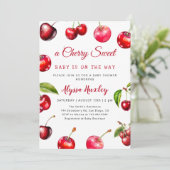 Cherry Heart Baby Shower Einladung (Stehend Vorderseite)