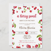 Cherry Heart Baby Shower Einladung (Vorderseite)