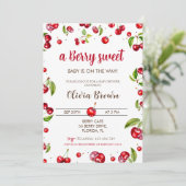 Cherry Heart Baby Shower Einladung (Stehend Vorderseite)