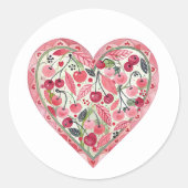 Cherry Heart Classic Round Stickers (Vorderseite)
