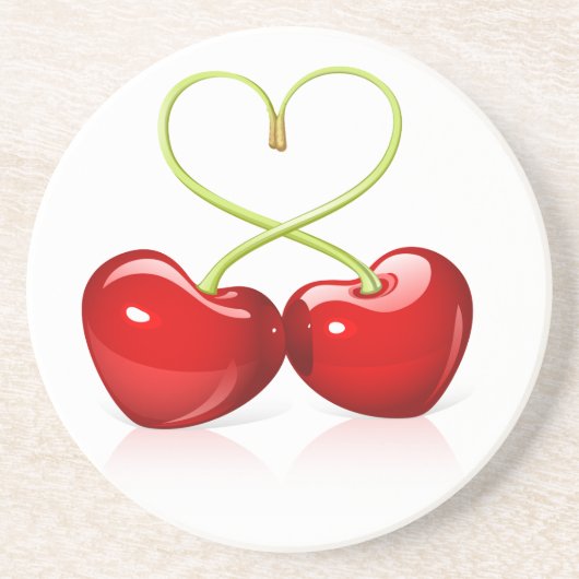 Cherry Heart Sandstein Untersetzer (Vorne)