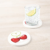 Cherry Heart Sandstein Untersetzer (Seite)