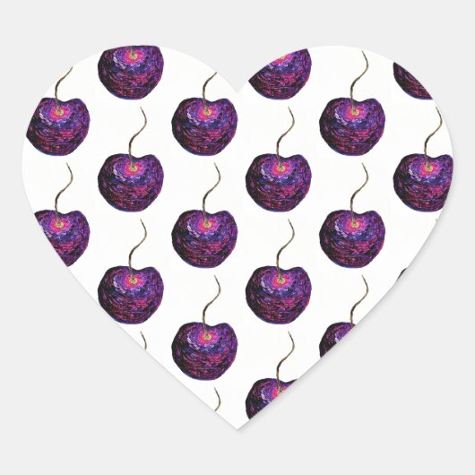 Cherry Heart Shaped Sticker (Vorderseite)
