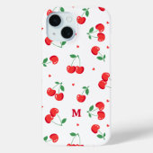 Cherry Hearts Custom Monogram Case-Mate iPhone Hülle (Rückseite)