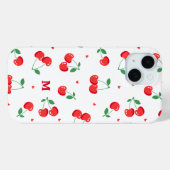 Cherry Hearts Custom Monogram Case-Mate iPhone Hülle (Rückseite (Horizontal))