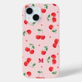 Cherry Hearts Individuelle Name Monogram Case-Mate iPhone Hülle (Rückseite)