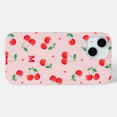 Cherry Hearts Individuelle Name Monogram Case-Mate iPhone Hülle (Rückseite (Horizontal))