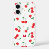 Cherry Hearts Individuelle Name Monogram Case-Mate iPhone Hülle (Rückseite)