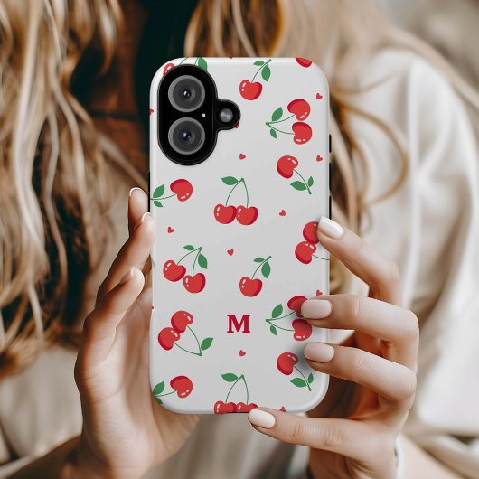 Cherry Hearts Individuelle Name Monogram Case-Mate iPhone Hülle