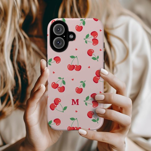 Cherry Hearts Individuelle Name Monogram Case-Mate iPhone Hülle