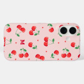Cherry Hearts Individuelle Name Monogram Case-Mate iPhone Hülle (Rückseite (Horizontal))