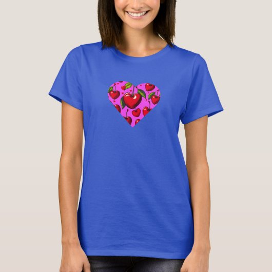 Cherry Hearts Valentinstag T-Shirt (Vorderseite)