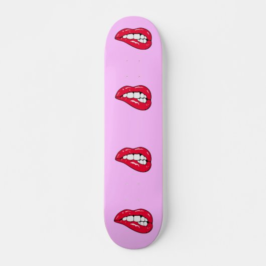 Cherry Hot Lips Popper Girl Skateboard Deck (Vorne)