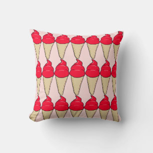 Cherry Ice Creme Cone Muster Kissen