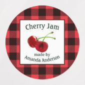 Cherry Jam Cherries Kariert C Food Label Etiketten (Design 1)