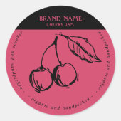 Cherry Jam Jar Label Packaging Design Runder Aufkleber (Vorderseite)