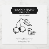 Cherry Jam Jar Label Packaging Design Schaumweinetikett (Einzelnes Label)