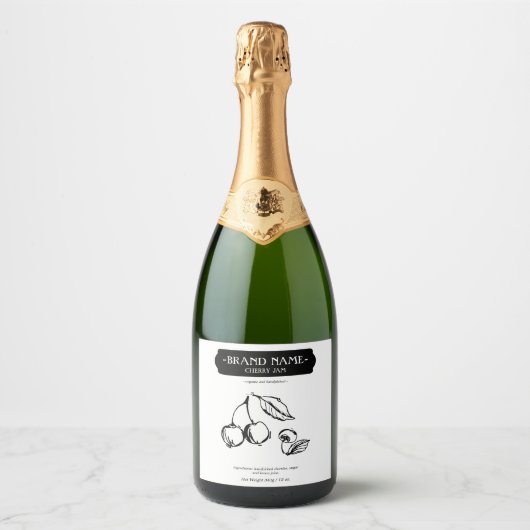 Cherry Jam Jar Label Packaging Design Schaumweinetikett (Vorderseite)