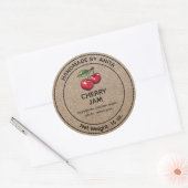 Cherry Jam Jelly Jar Label Kraft Paper Style Runder Aufkleber (Umschlag)