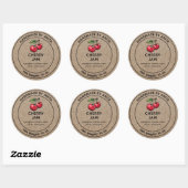 Cherry Jam Jelly Jar Label Kraft Paper Style Runder Aufkleber (Blatt)