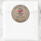Cherry Jam Jelly Jar Label Kraft Paper Style Runder Aufkleber (Tasche)