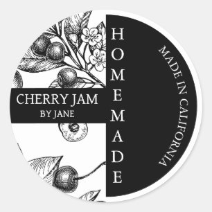 Cherry Jam Sketch Modern Business Label Runder Aufkleber