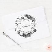 Cherry Jam Sketch Modern Label Runder Aufkleber (Umschlag)