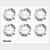 Cherry Jam Sketch Modern Label Runder Aufkleber (Blatt)