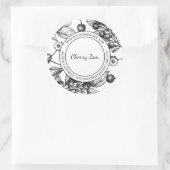 Cherry Jam Sketch Modern Label Runder Aufkleber (Tasche)