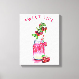 Cherry Juice Cool Drink Frucht Canvas Print Leinwanddruck