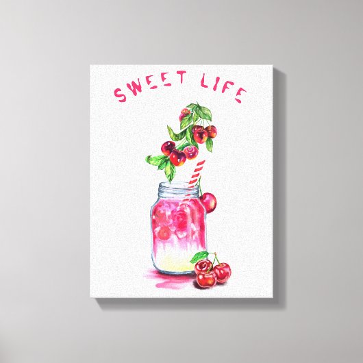 Cherry Juice Cool Drink Frucht Canvas Print Leinwanddruck (Vorderseite)