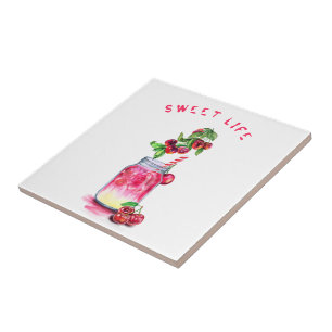 Cherry Juice Cool Drink Frucht Keramik Tile Fliese