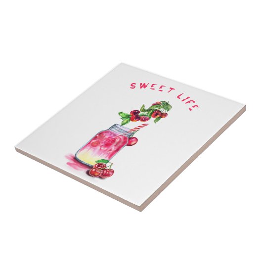 Cherry Juice Cool Drink Frucht Keramik Tile Fliese (Seite)