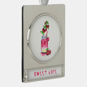 Cherry Juice Cool Drink Frucht Weihnachtsdekoratio Banner-Ornament Silber